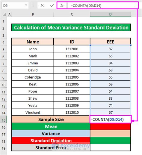 How to Calculate Mean Variance and Standard Deviation in Excel