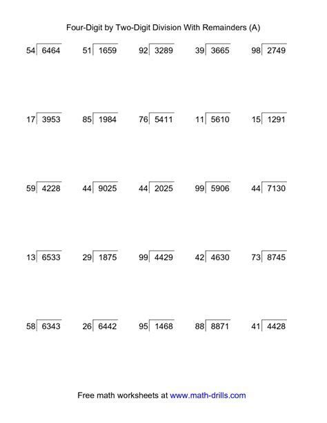 Two And Four Digit Divisions With Remainders Practice A26 | Long ...