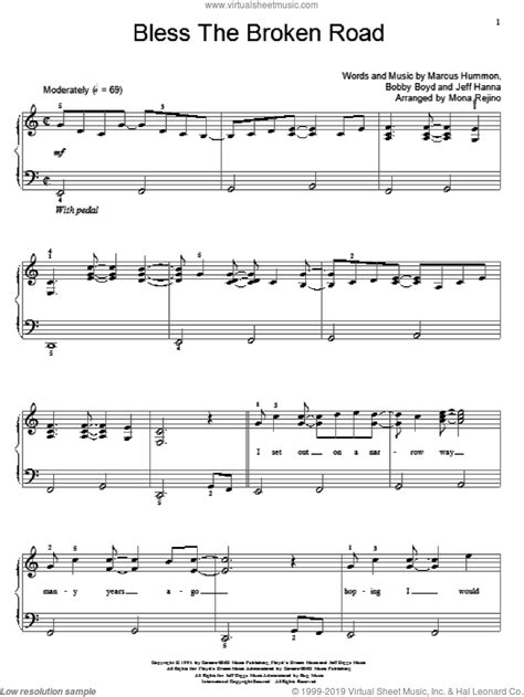 Flatts - Bless The Broken Road sheet music (beginner) for piano solo (elementary)