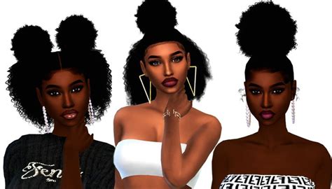 3 Curly puffs Hairstyles for Female sims | Sims 4 black hair, Sims 4 curly hair, Sims hair