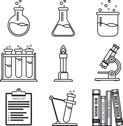 Black Lineart Icon Set. Chemistry. Science Stock Clipart | Royalty-Free | FreeImages