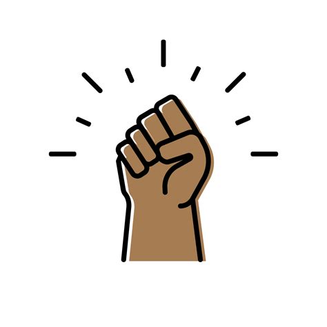 Black raised fist protest symbol icons. Hands clenched power symbol ...