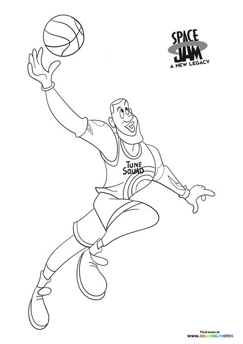 LeBron James dunking - Space Jam: A new legacy - Coloring Pages for kids