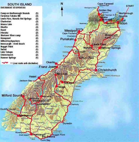 Just our Pictures of New Zealand ~ South Island Map and Trip Itinerary