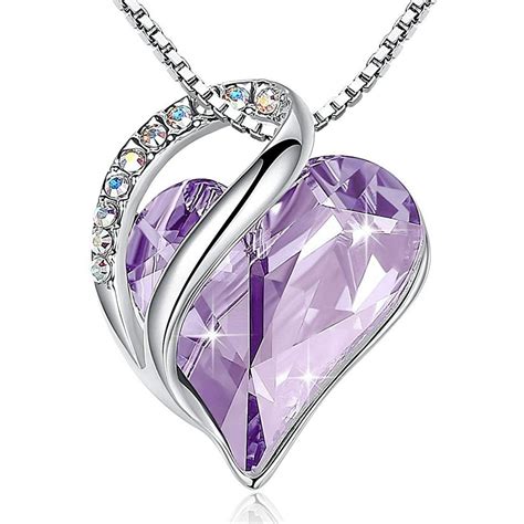 Lovefir - Lovefir Heart Shape 22” Jewelry Necklace with Purple Crystal,June Birthstone 925 ...