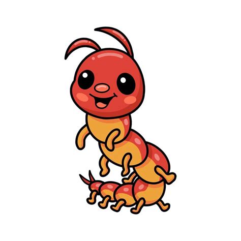 Cute little centipede cartoon character 12851608 Vector Art at Vecteezy