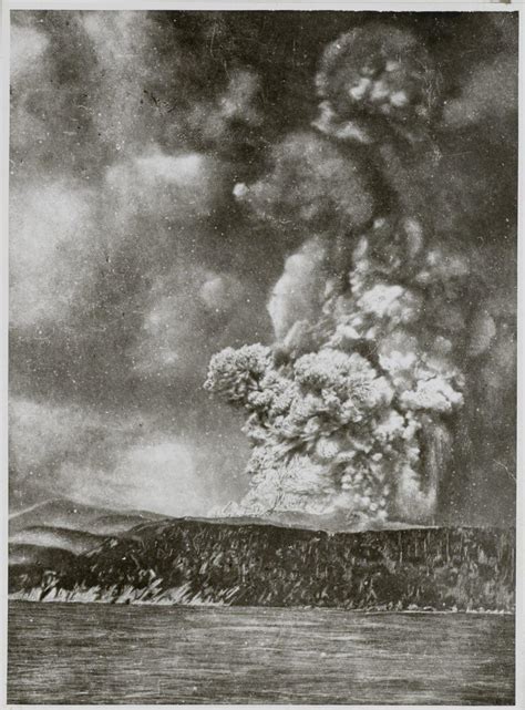 This 1883 photograph shows the aftermath of the eruption of Krakatoa ...