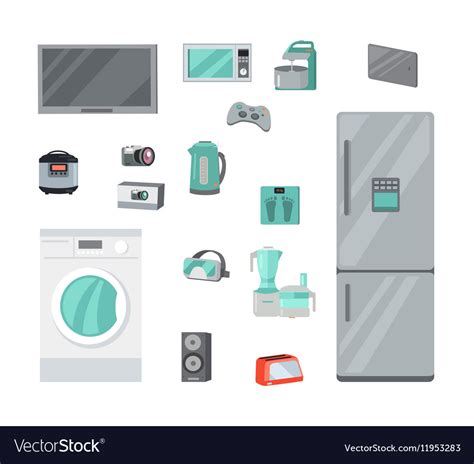 Home appliances set in flat design Royalty Free Vector Image