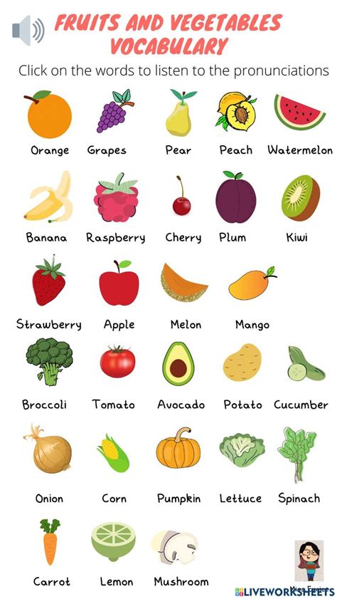 Vocabulary Fruits and Vegetables Poster Design