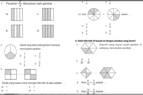 Soal-soal Pecahan Matematika Kelas 3 Semester 2 - Belajar Classic