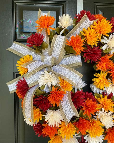 Mum wreath orange mums red mums white mums fall wreaths | Etsy