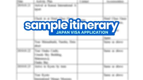 Sample Itinerary Template For Japan Visa | Itinerary Template