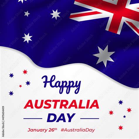 Australia Day January 26th waving flag illustration background design ...