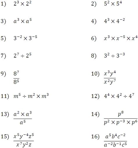 Multiplication Exponents Worksheets - dividing exponents worksheets mathvine math engaged ...