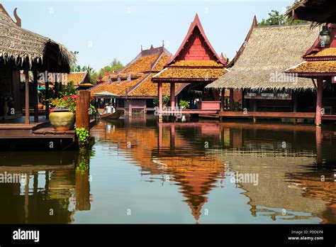 View of the floating market in historical park Ancient City, Bangkok, Thailand Stock Photo - Alamy