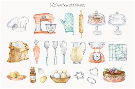 Watercolor Bakery Clipart. Watercolor Hand Drawn Baking - Etsy in 2023 | Baking art, Clip art ...