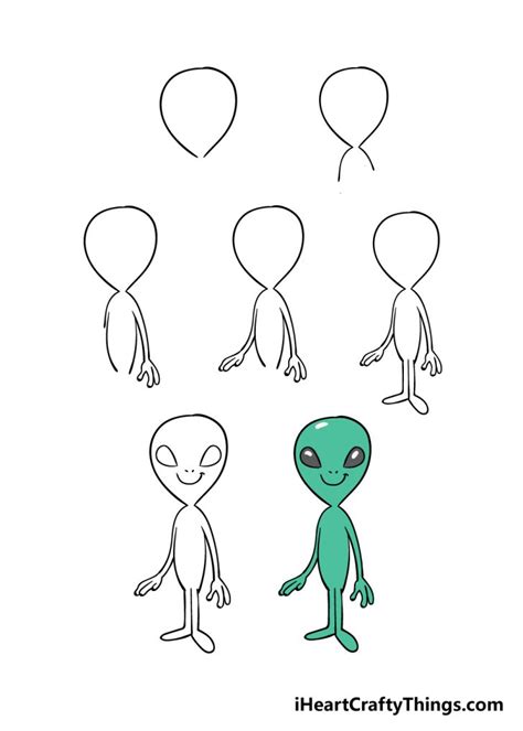 Alien Drawing - How To Draw An Alien Step By Step