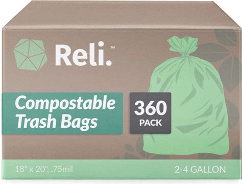 Compostable Trash Bags Bulk - Reli. Green 4 Gallon 360Ct, ASTM D6400 Certified, Eco-Friendly ...