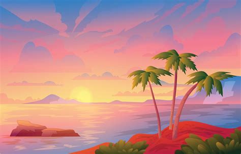 Sunset Beach Background 7024830 Vector Art at Vecteezy