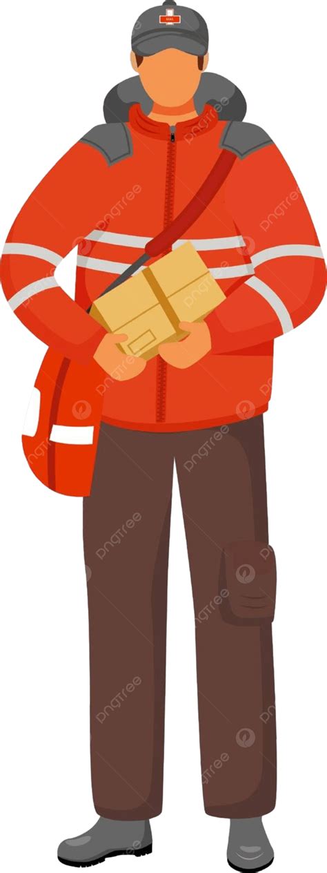 Vector Illustration Of A Male Postal Worker In Flat Color Style Vector ...