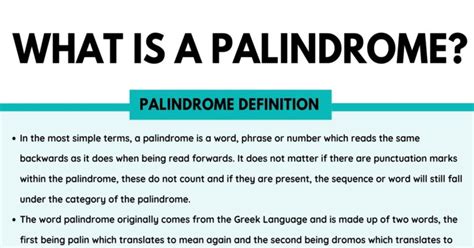 Palindrome | Definition and Useful Examples of Palindrome • 7ESL