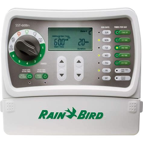 Rain Bird SST600IN Simple-to-Set Indoor Sprinkler/Irrigation System Timer Controller, 6-Zone ...