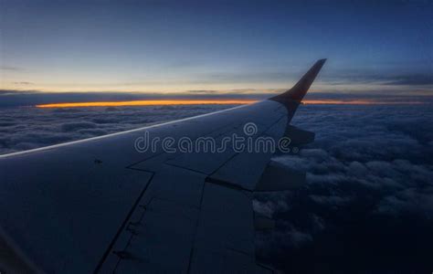 Sunset in the Sky. View from the Window of the Window of the Aircraft ...