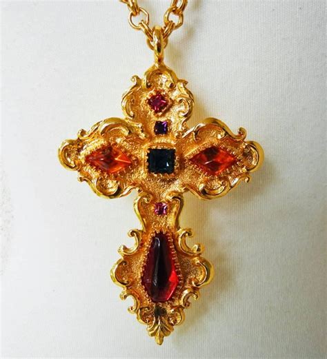 Christian Lacroix Vintage Extra Large Baroque Jeweled Cross Necklace Pendant at 1stDibs ...