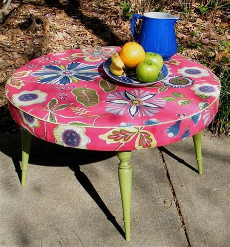 Ottoman Coffee Table Round Upcycled in Designer Fabric With - Etsy | Round ottoman coffee table ...