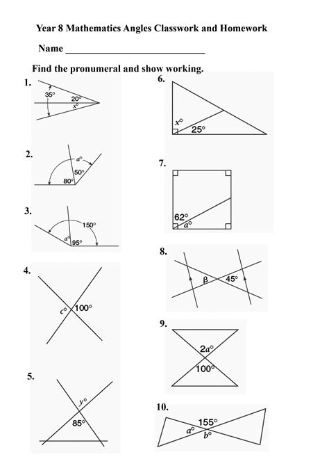 Finding Missing Angles Worksheet Pdf