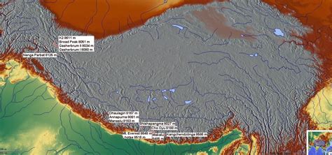 Himalayas - Highest Peaks in the World • Map • PopulationData.net