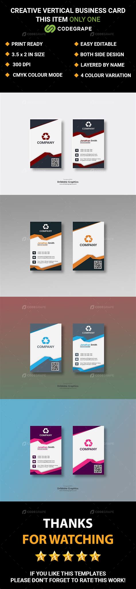 Creative Vertical Business Card - Prints | CodeGrape