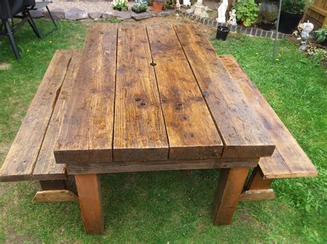 Solid wood garden table and 2 benches restored | in Whetstone ...