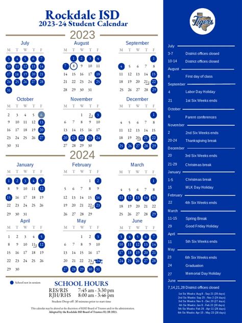 Rockdale ISD Student Calendar 2023-2024 School Year | PDF | Traditions ...