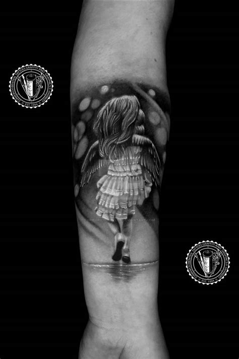 Angel Child Black And Grey Forearm Tattoo Art Bg by friedrichbenzler on ...