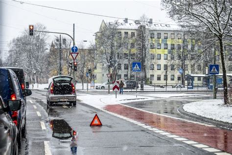 Munich , Germany - February 17 2018 : Car Having a Breakdown in the ...