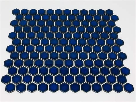 Hexagon Cobalt Blue Porcelain Mosaic Blue Tile Glossy Look – Tenedos – TENEDOS