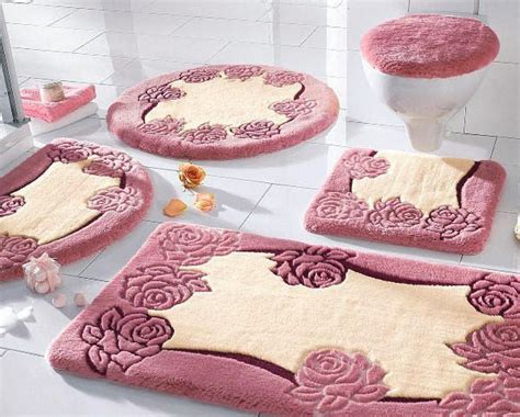 Bathroom-Modern-Rug-Design-Motif-Roses-Pink-Soft-Color-Combination ...