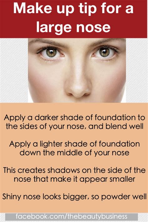 Apply a darker shade of foundation to the sides of your nose, and blend well Apply a lighter ...