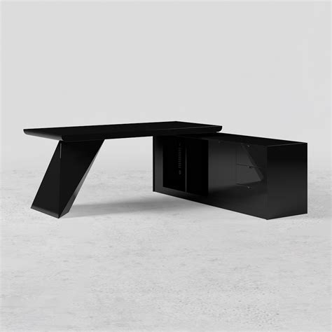 70.9" Modern Black L-Shape Executive Desk Drawers & Cabinet Large ...