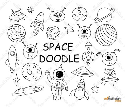 Space Doodle Space Cute Space Doodle Alien Clip Art Space - Etsy