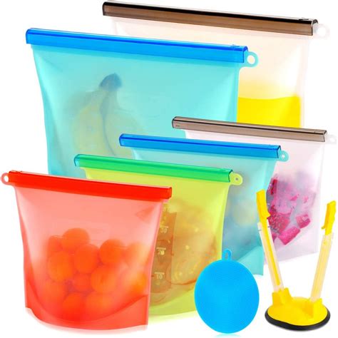 Amazon: 6 Count Trenect Reusable Storage Bags Silicone Food Storage ...