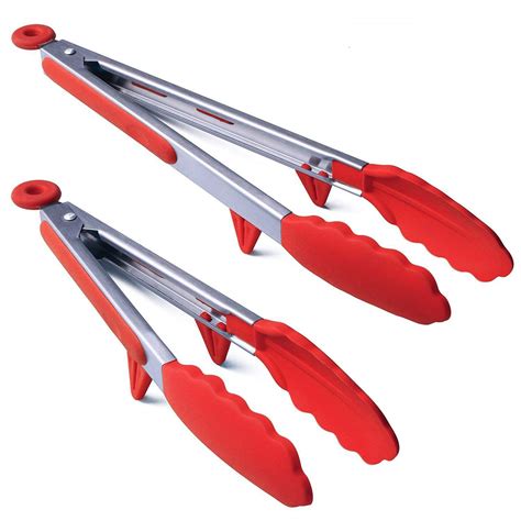 Smithcraft Silicone Kitchen Cooking Tongs Barbecue Tongs Set of 2 18/8 ...