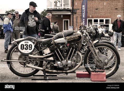 Ton Up day Brooklands Museum Brough Superior vintage racing motorcycle ...