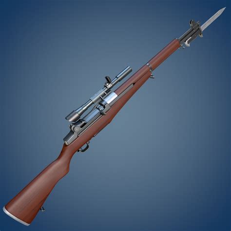 M1 Garand rifle with scope and bayonet 3D model | CGTrader