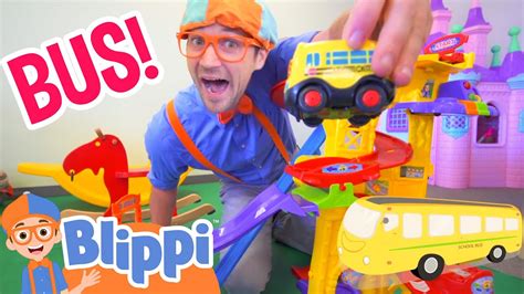 Blippi Plays with Toy Bus and More! 🚌 | Learn Colors Indoor Playground ...