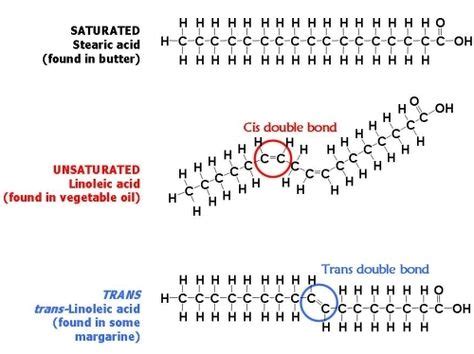 chemical structure of fats. Saturated and unsaturated; hydrogenated and trans