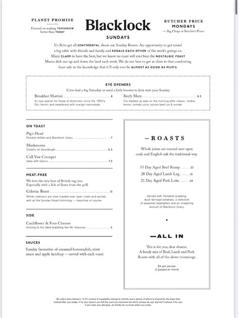 The Blacklock – City London's full menu online