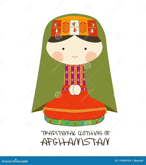 Traditional Clothing of Afghanistan in Comic Style Stock Illustration ...