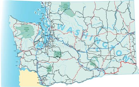 Washington State Road Map stock vector. Illustration of coulee - 7698633